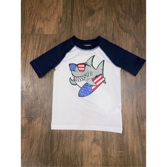 The Children’s Place Baby And Toddler Boys Shark Americana Surf Rashguard 4T - Picture 1 of 8